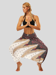 Ethnic Style Digital Print Wide Leg Lantern Casual Pants