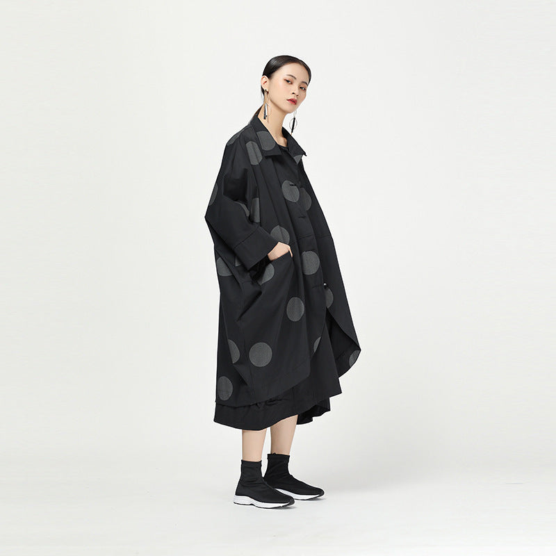 Retro Polka Dot Cloak Irregular Outwear