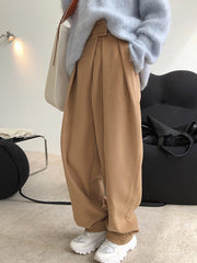 Women Solid Color Loose Casual Pants