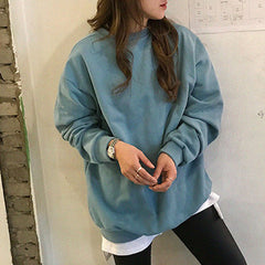 Casual Solid Color Crew-Neck Hoodie