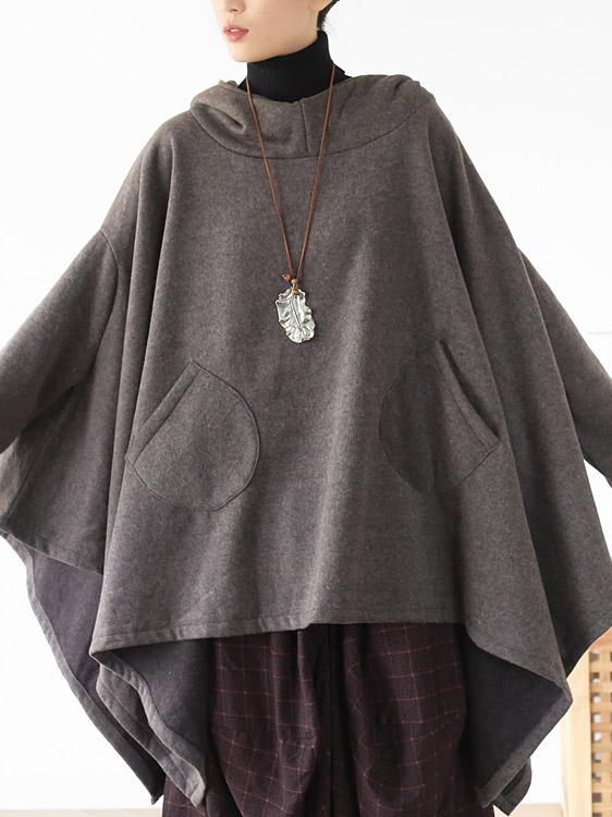 Loose Cropped Warm Hooded Cloak