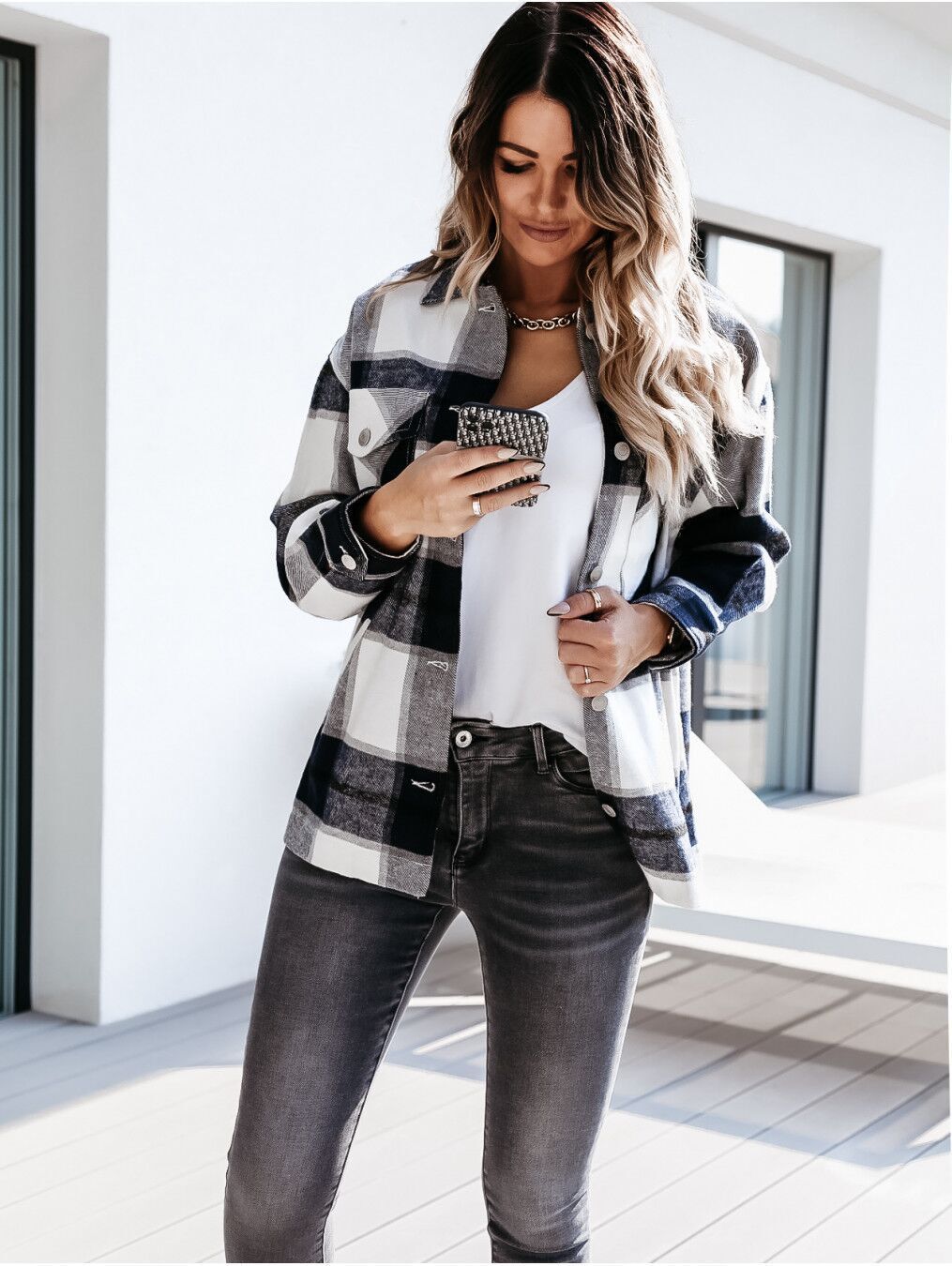 Casual Plaid Long Sleeve Lapel Shirt