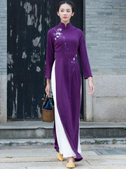 Purple Split-side Long Cheongsam Ao Dai