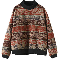 Printed Half Turtleneck Pullover Sweater