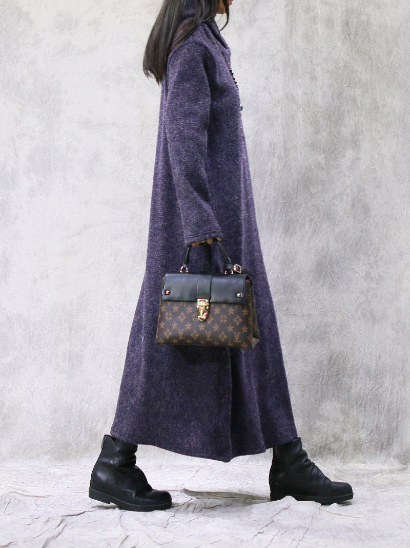 Vintage Simple Plush Hooded Dress