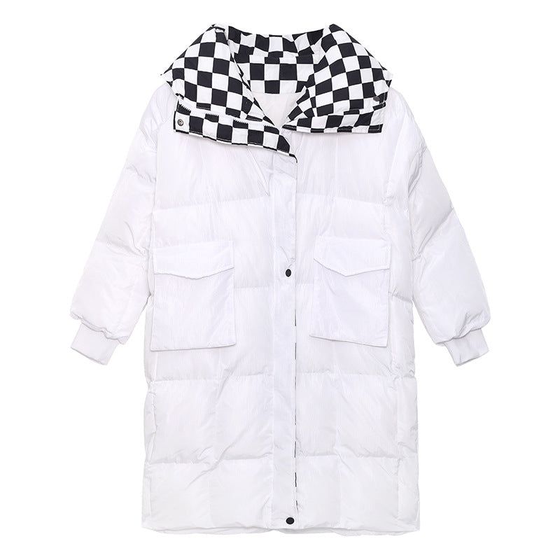 Urban Thicken Checkerboard Grid Midi Outwear
