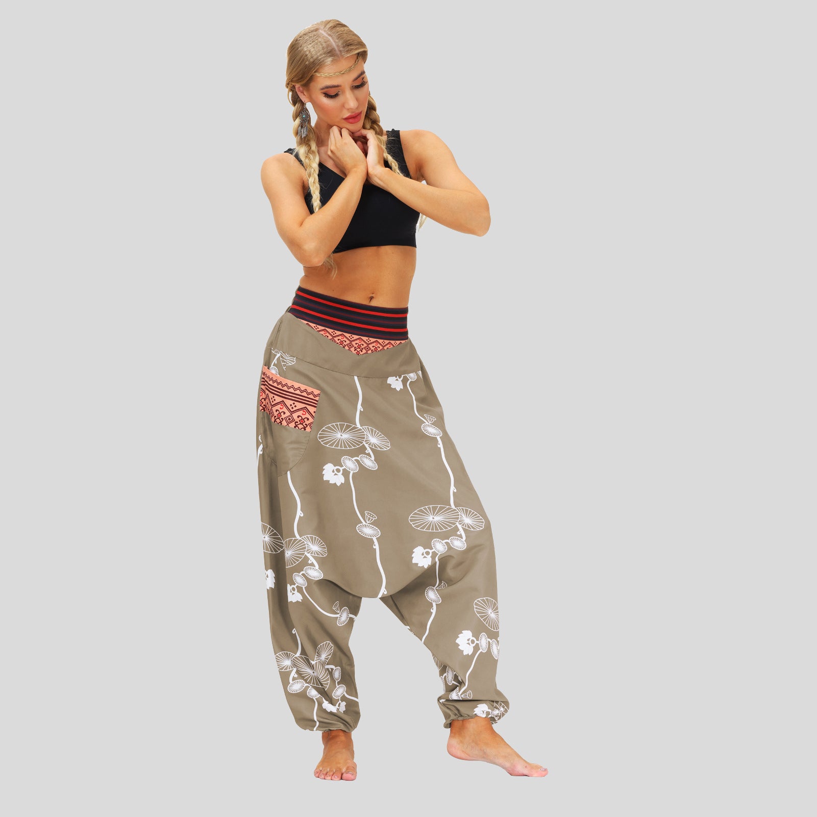 Digital Print Lantern Loose Casual Pants