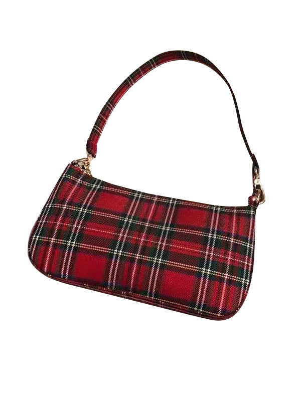 Artistic Retro Blue And White Plaid Bag