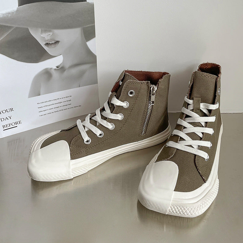 High-Top Breathable Flat Canvas Shoes