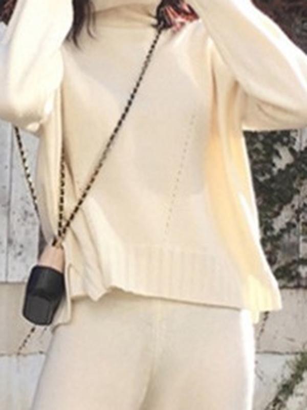 Two-Pieces Knitting Sweater Wide-Leg Pants Sets