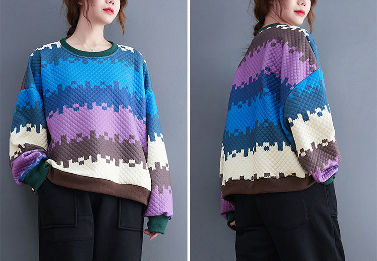 Loose Color-Block Splicing Sweatshit