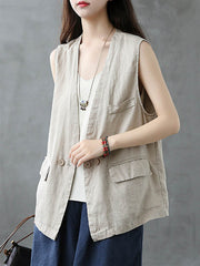 Original Solid Irregularity With Pocket Vest