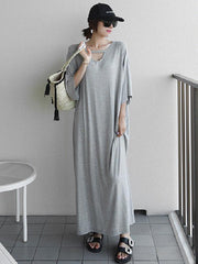 Loose Urban Gray Hollow Maxi Dress