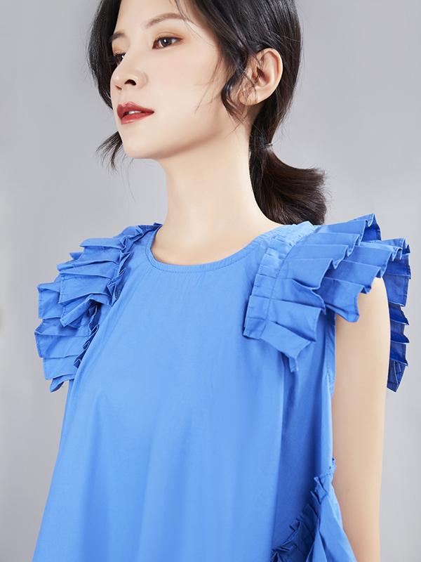 Asymmetric Ruffled Solid Dress