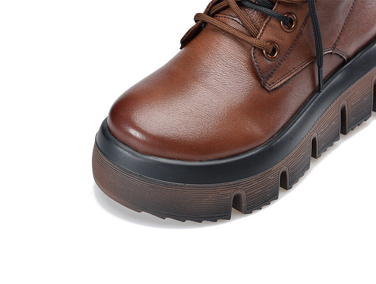 Retro Solid Color Platform Martin Boots