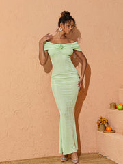 Nera Off Shoulder Ruched Maxi Dress