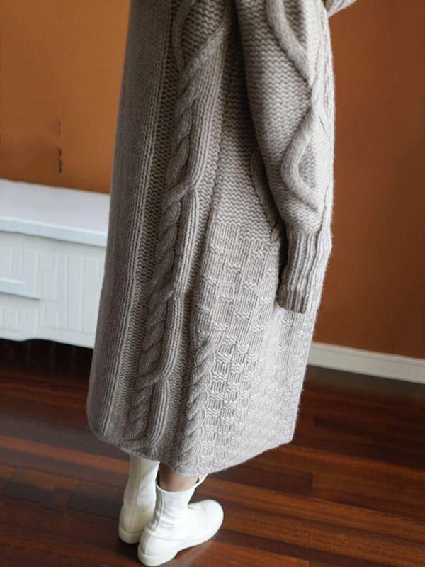 Casual Twist Wool Knitting Sweater Coat