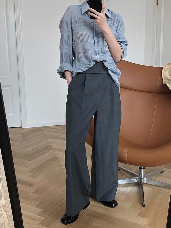 Solid Color Loose Empire Wide Leg Pants