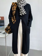 Retro Solid Thicken Knitted Midi Outwear