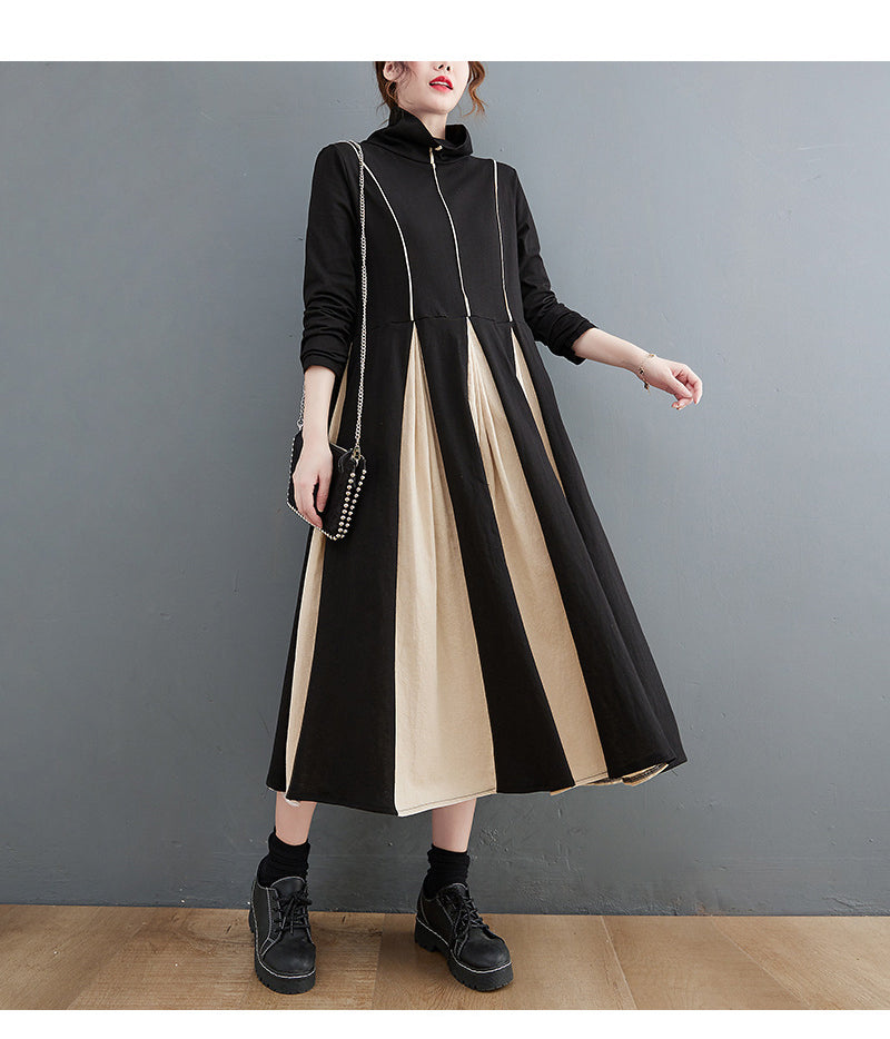 Knitted Striped Patchwork Midi Dress