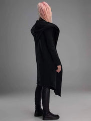 Women Hooded Solid Color Casual Coat