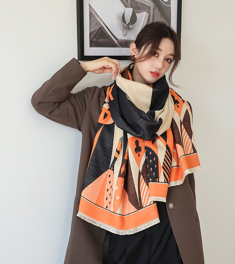 Retro Printed Reversible Warmer Scarf&Shawls