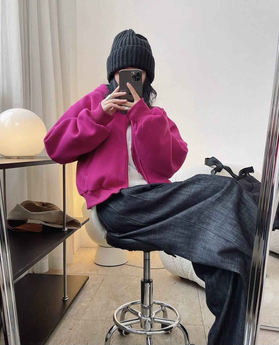 Casual Thicken Solid Color Zipper Sport Outwear