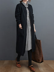 Solid Round-Neck Knitting Coat