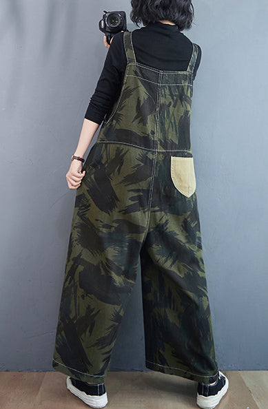 Retro Abstract Printed Wide-Leg Jumpsuit