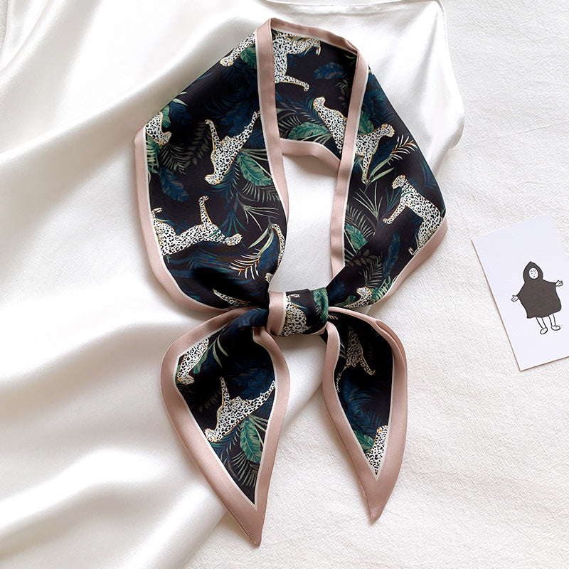 Small Floral Silk Scarf Clavicle Decoration Scarf