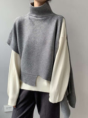 Casual Loose Slit Knitted Sweater Cape