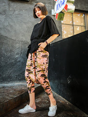 Camouflage Print Stretch Harem Pants