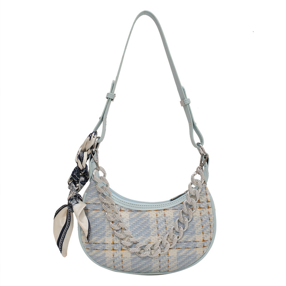 Chain Check Single Shoulder Simple Handbag