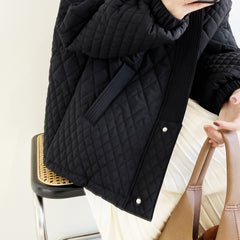 Women Solid V-Neck Thick Coat