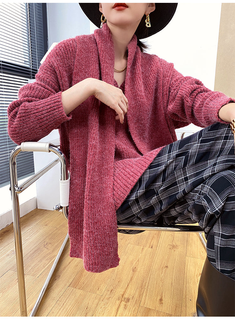 Women V-Neck Loose Pullover Casual Sweater