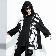 Printed Hooded Pullover Blouse