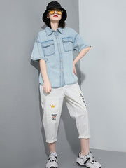 Corduroy Elasticity Letter Print Harem Pants