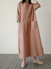 Chic Linen Solid Maxi Dress