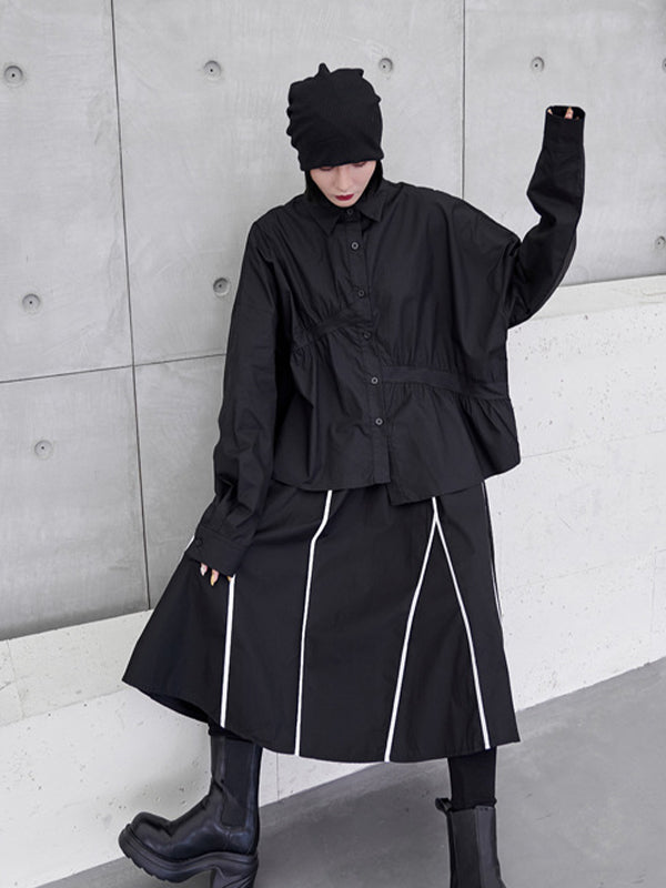Loose Irregular Solid Color Long Sleeve Shirt