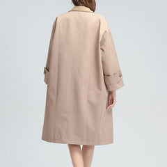 Women Lapel Solid Color Casual Coat