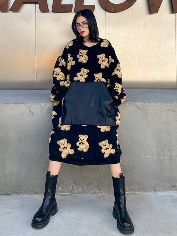 Women Round Neck Print Pullover Sweater