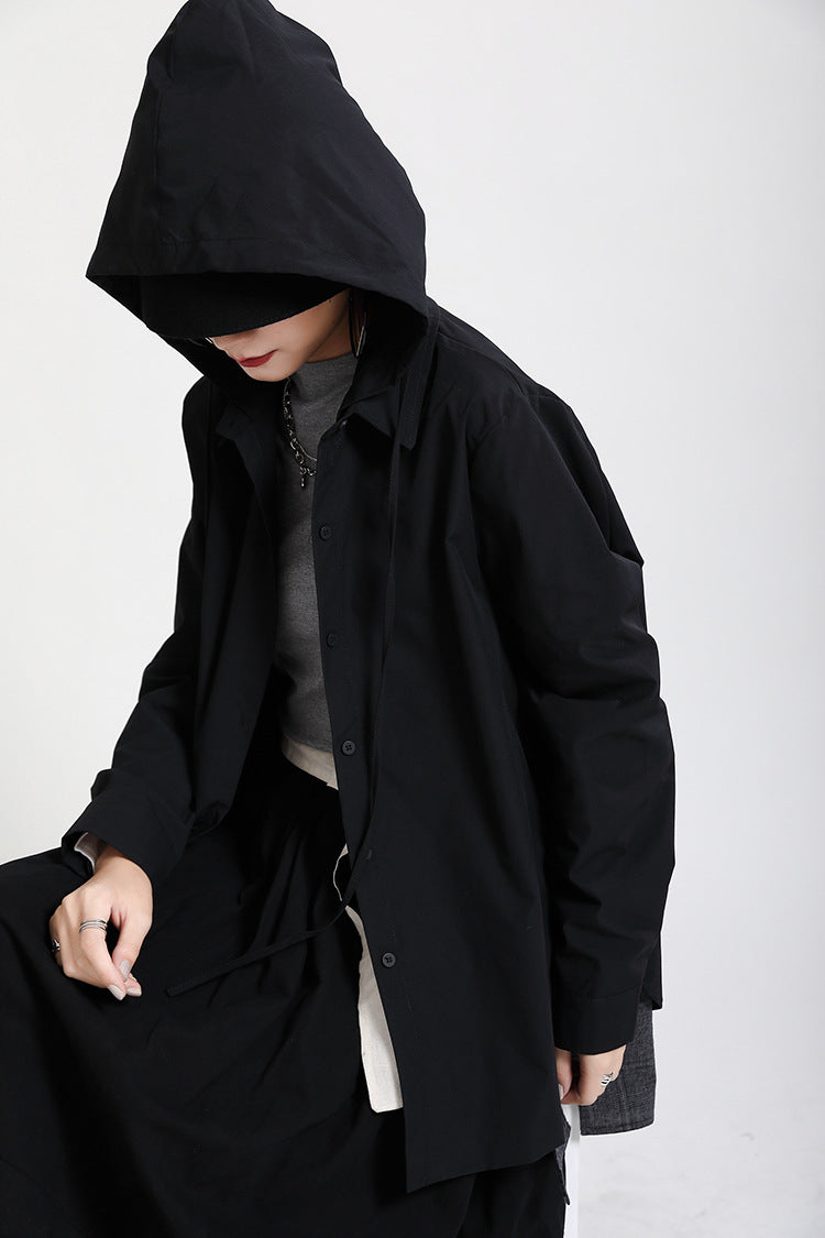 Split-Joint  Cropped  Hooded Coat