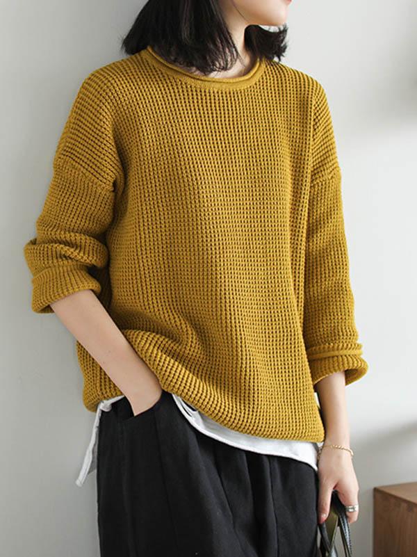 Loose Solid Off-the-shoulder Knitting Sweater