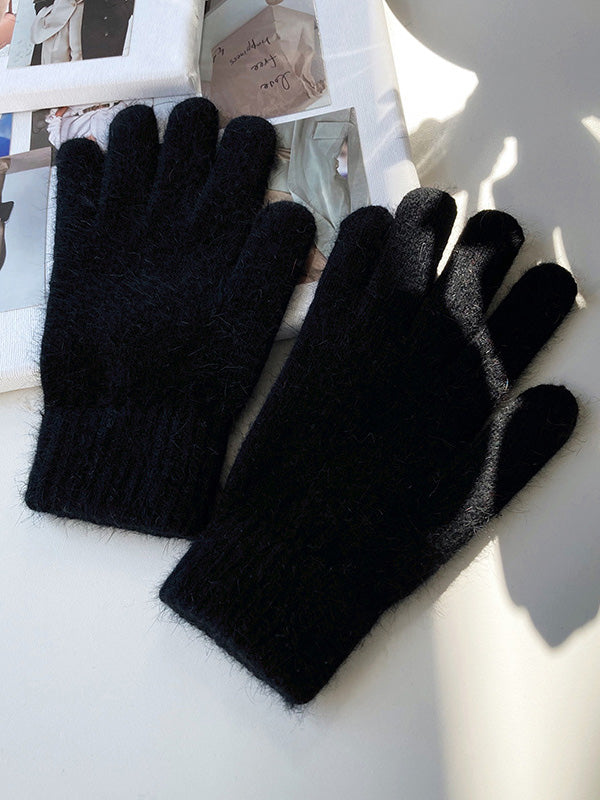 Solid Color Imitation Cashmere Warmer Gloves