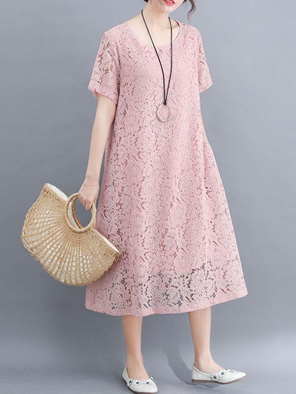 Fashion Embroidered Hollow Solid Dress