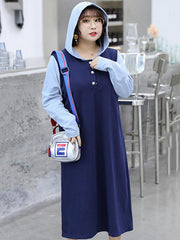 Casual Hooded Split-joint Long Dress