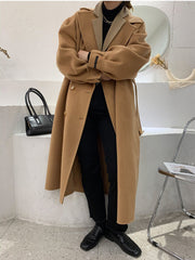 Solid Color Warm Long Double-Sided Woolen Coat