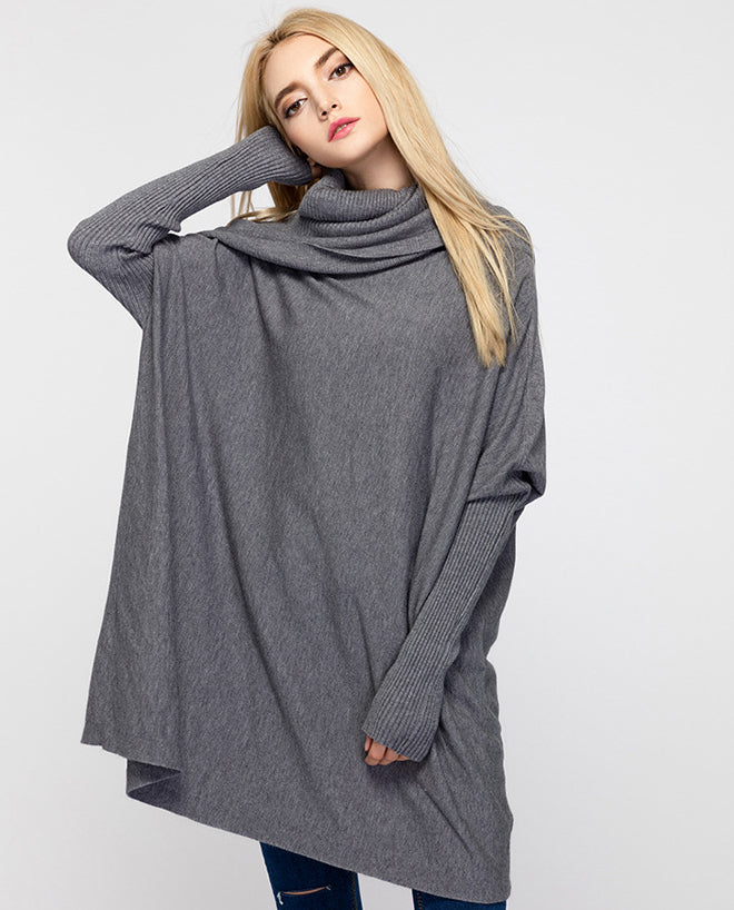 Loose Solid Color Turtleneck Pullover Sweater