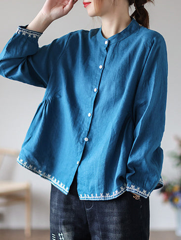 Vintage Embroidered Cardigan Loose Casual Shirt