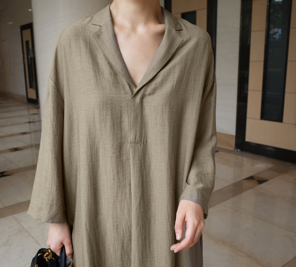 Loose Solid Color Shirt Dress